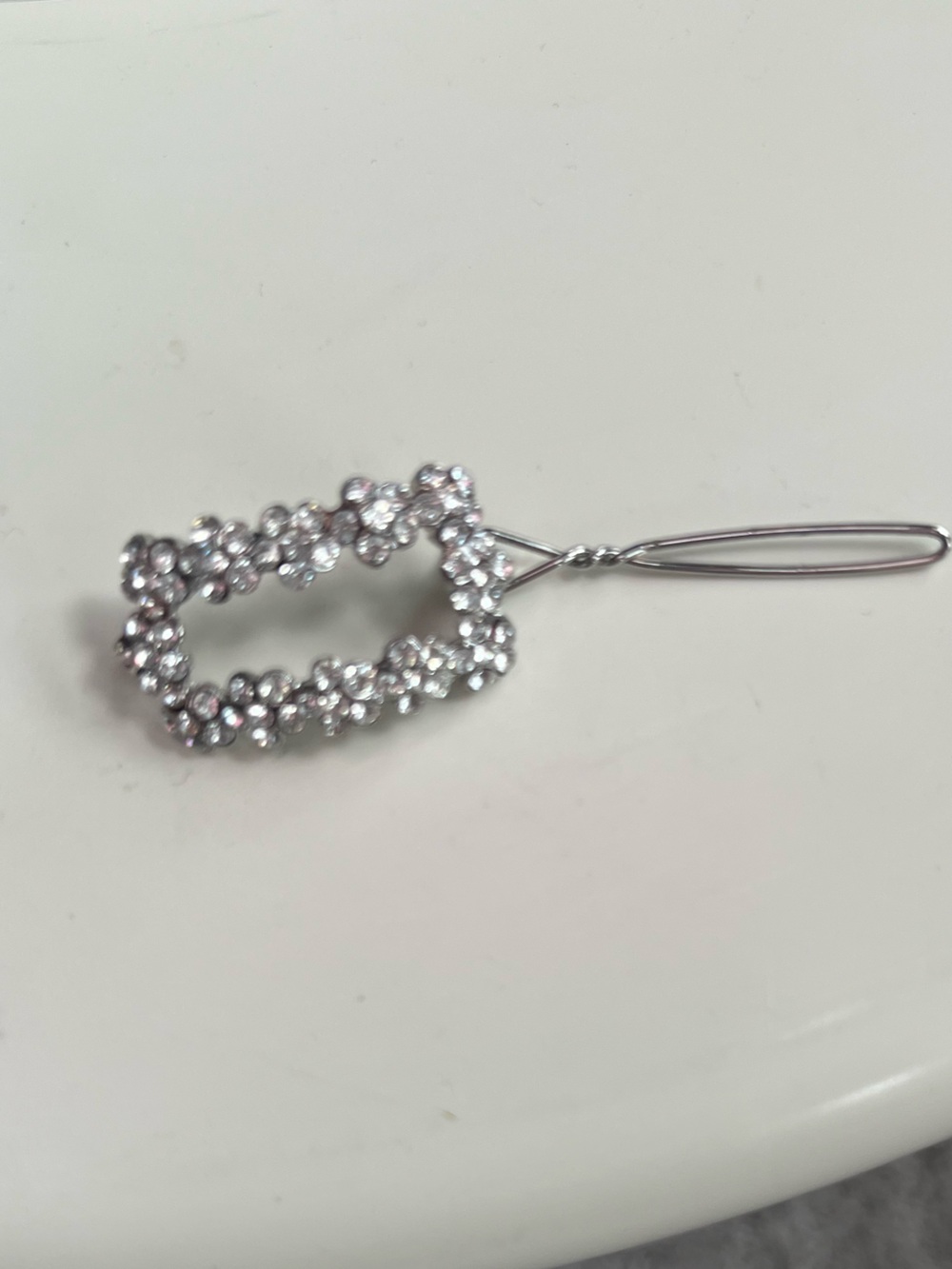 Crystal Rectangle Rhinestone Hair Barrette - Picture 5 of 7